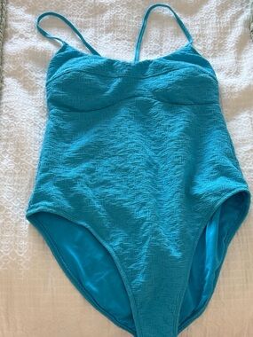 Shade & Shore Turquoise Textured One-Piece Swimsuit